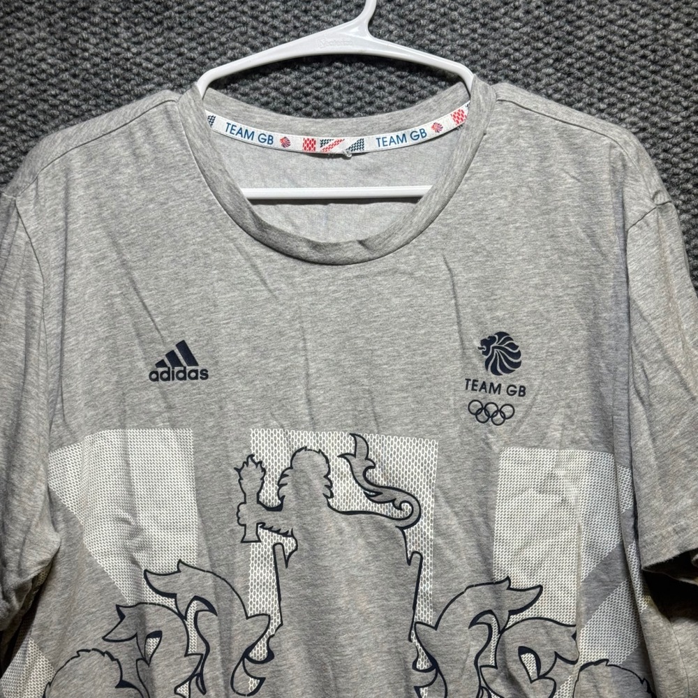 Adidas Mens Team GB Olympic Great Britain Lion Graphic Climalite T-Shirt Gray
